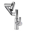 Roomfitters Chrome Bathroom Sink Faucet 1080 Degree Rotating Swivel Robotic Arm Vanity Faucet With Digital Temp Display 2 Mode