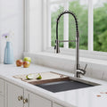 Roomfitters Commercial Spring Kitchen Faucet With Pull Down Sprayer Single Handle High Arc Sink Faucet Brushed Nickel