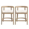 Roomfitters Contemporary Counter Stools Set Of 2 Cutout Barrel Bar Stools Wood Low Profile Tub