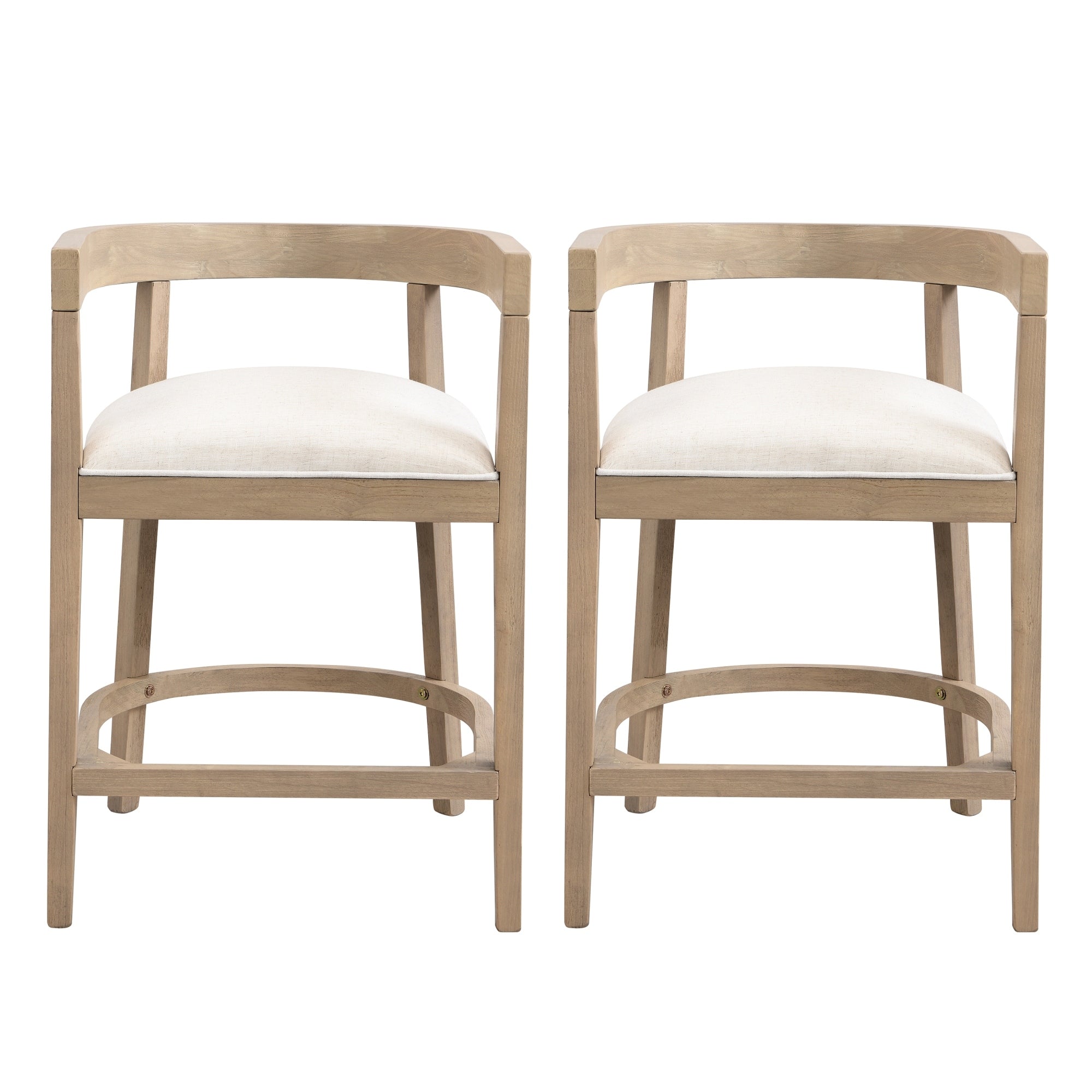 Roomfitters Contemporary Counter Stools Set Of 2 Cutout Barrel Bar Stools Wood Low Profile Tub