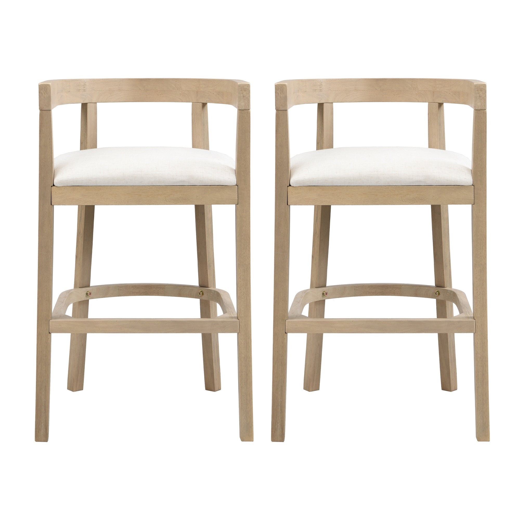Roomfitters Contemporary Counter Stools Set Of 2 Cutout Barrel Stools Solid Wood Low Profile Tub