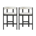 Roomfitters Contemporary Counter Stools Set Of 2 Cutout Barrel Stools Solid Wood Tub Seating