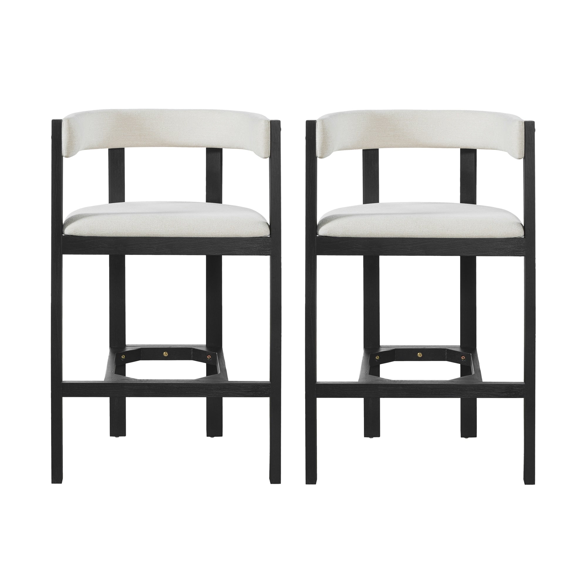 Roomfitters Contemporary Counter Stools Set Of 2 Cutout Barrel Stools Solid Wood Tub Seating