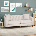 Roomfitters Contemporary Fabric 3 Seater Sofa Sloped Arm Shell Couch Channel Stitched Lounge Seating