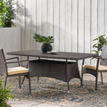 Roomfitters Corsica Brown Multi Pe Wicker Outdoor Dining Table Rectangular Patio Table Powder Coated Iron Frame