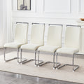 Roomfitters Cream Granular Fabric Dining Chairs High Back Seating Silver Metal Frame Set Of 2 4 Minimalist Side Chairs