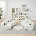 Roomfitters Curved Modular Sectional Sofa Upholstered Low Profile 4 Piece Couch With Vertical Channeling And Pillows