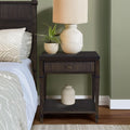 Roomfitters Dark Coffee Wood Nightstand With Fluted Drawer Face Antique Gold Hardware And Lower Open Storage Shelf