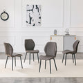Roomfitters Dark Gray Pu Leather Dining Chairs Black Metal Leg Diamond Quilted Upholstery Set Of 4 Side Chairs Set Of 4