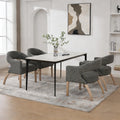 Roomfitters Dining Chair Set Of 4 Mid Century Modern Upholstered Kitchen Chairs With Arms And Wood Legs
