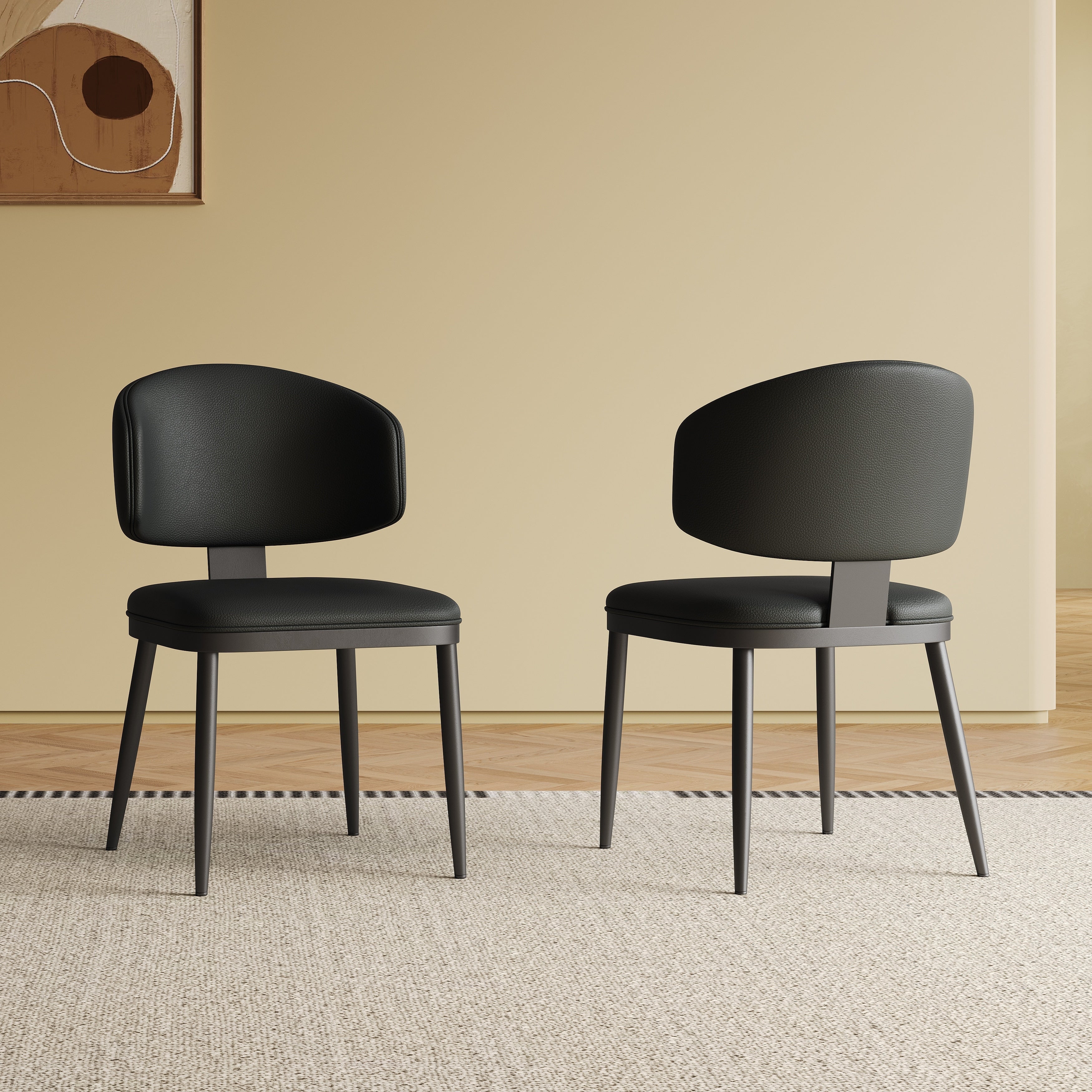 Roomfitters Dining Chairs Set Of 2 Modern Pu Leather Kitchen Side Chair Upholstered Seat With Metal Legs