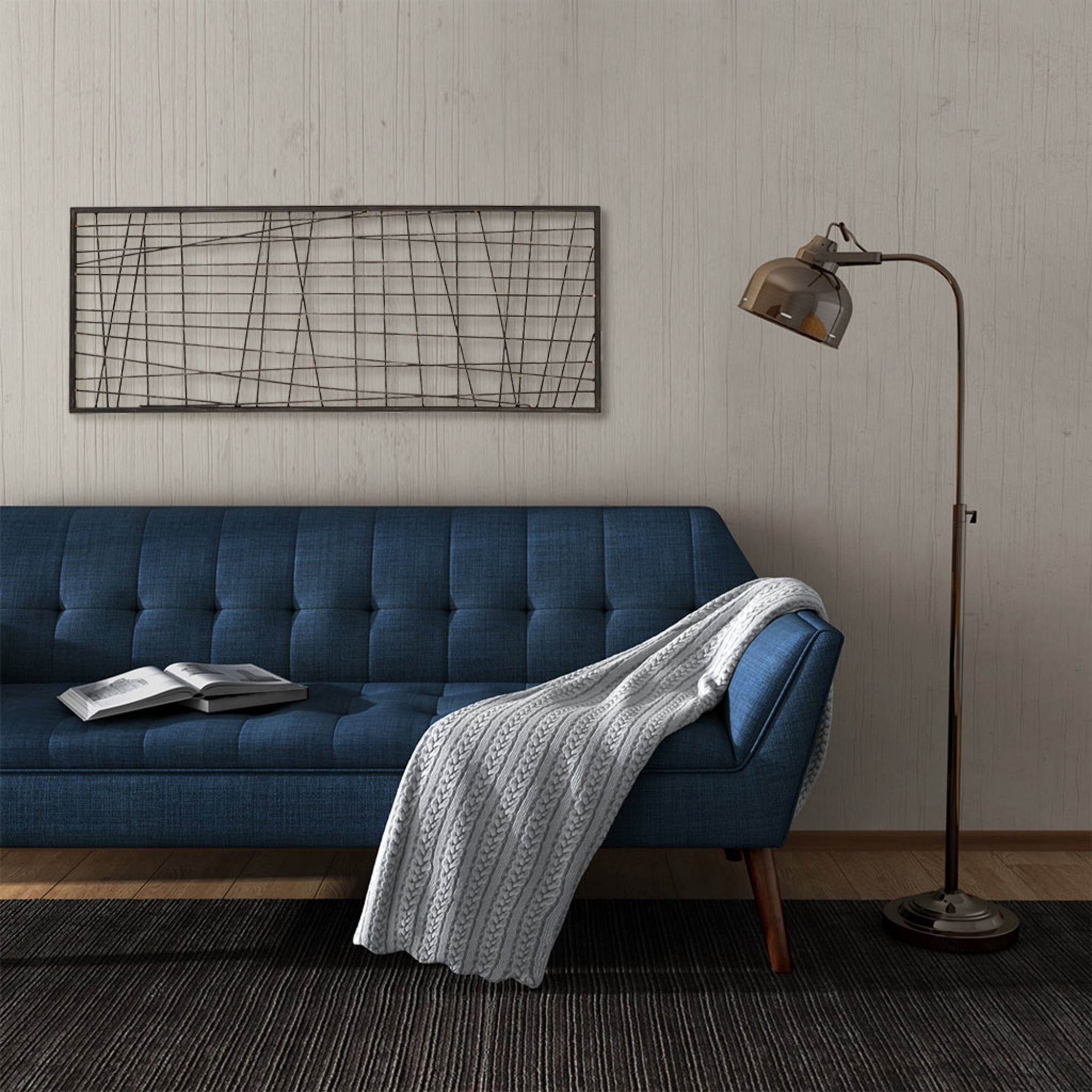 Roomfitters Distressed Black Metal Wall Decor 35 Inch Modern Industrial Vertical Or Horizontal Woven Wire Art For Living Room