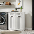 Roomfitters Double Tilt Out Laundry Hamper Cabinet With 2 Drawers Modern White Wooden Bathroom Storage Organizer White