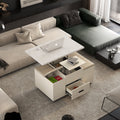 Roomfitters Dual Lift Top Coffee Table With 4 Storage Ottomans Space Saving Convertible Dining Desk Drawer