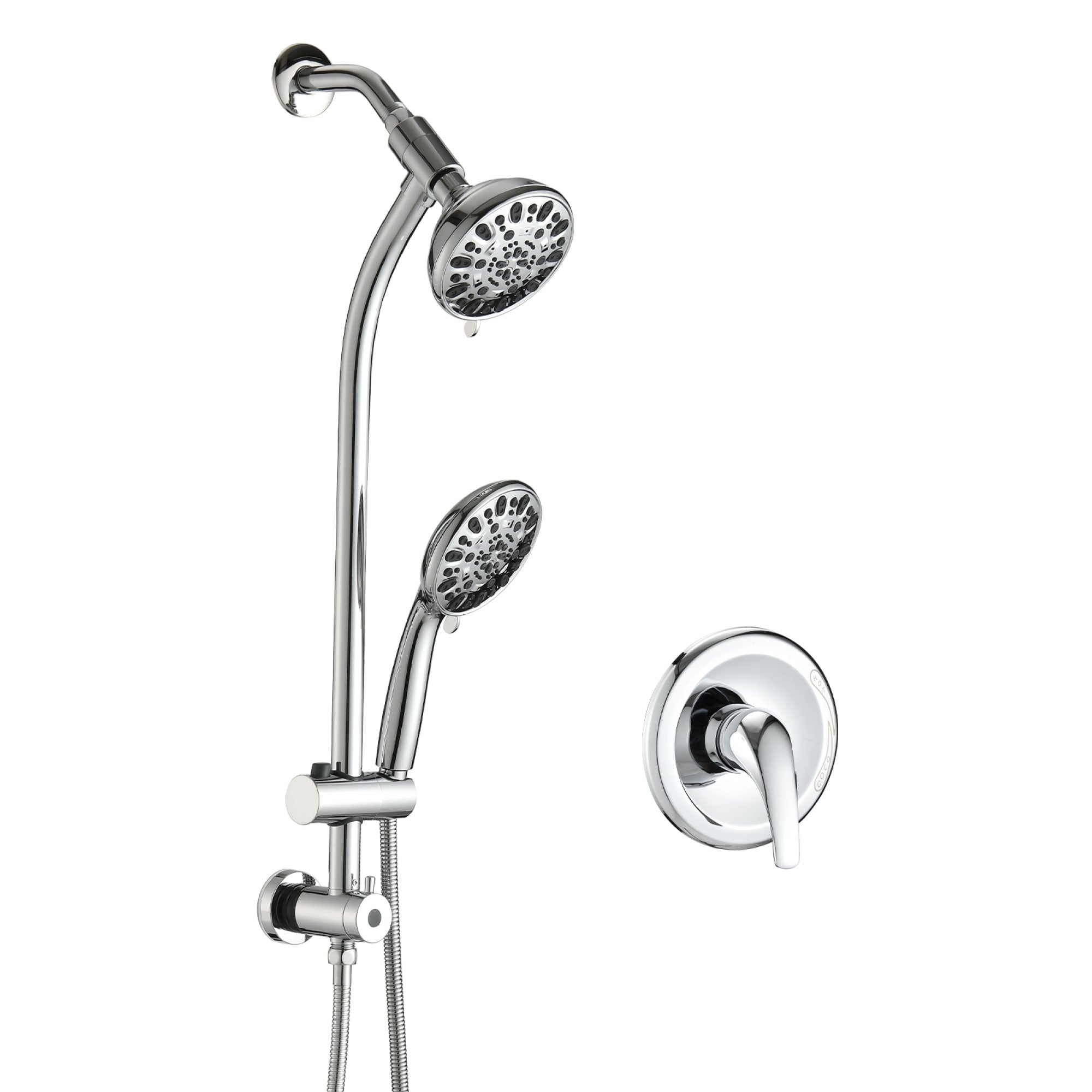 Roomfitters Dual Shower Head System With Slide Bar 7 Spray Fixed And Handheld Shower Faucet Set With Adjustable Hose
