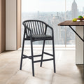 Roomfitters Echo 26 Inch Modern Black Solid Oak Wood Counter Stool Upholstered Black Faux Leather Pub Chair Fully Assembled