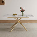 Roomfitters Expandable Dining Table Modern Sintered Stone Kitchen Desk With X Base