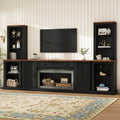 Roomfitters Farmhouse 3 Piece Tv Stand Set With Bookcase Piers And Center Storage Hutch For Living Room Media Center