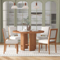 Roomfitters Farmhouse Round Dining Table Set 4 Solid Wood Upholstered Chairs 5 Piece Kitchen Furniture