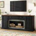 Roomfitters Farmhouse Tv Stand With Center Fireplace Insert Hutch And Side Storage Cabinets For Living Room