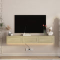 Roomfitters Floating Tv Stand With Outlets App Leds Geometric Wall Mounted Media Console Entertainment Center