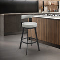 Roomfitters Flynn 30 Inch Modern Swivel Bar Stool Metal Light Gray Faux Leather Pub Chair With Heavy Duty Metal Frame