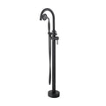 Roomfitters Freestanding Bathtub Faucet Floor Mount Tub Filler With Handheld Shower And Swivel Gooseneck Spout Matte Black