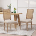 Roomfitters French Country Cane Back Dining Chairs Set Of 2 Upholstered Side Chairs Fluted Legs Beige Seating