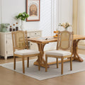 Roomfitters French Country Dining Chairs Set Of 2 With Rattan Back And Upholstered Seat Farmhouse Wood Side Chairs