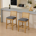 Roomfitters French Country Dining Chairs Set Of 2 With Rattan Back And Upholstered Seat Wood Side Chairs For Kitchen