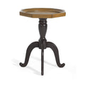 Roomfitters French Country Natural Black Octagonal End Table Distressed Wood Spider Leg Lipped Pedestal Base