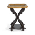 Roomfitters French Country Square Natural And Black End Table Distressed Hourglass Accent Table Lipped Pedestal Base