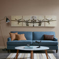 Roomfitters Front View Airplane Triptych 3 Piece Canvas Wall Art Set By Doug Hernandez Textured Gel Coat Gray