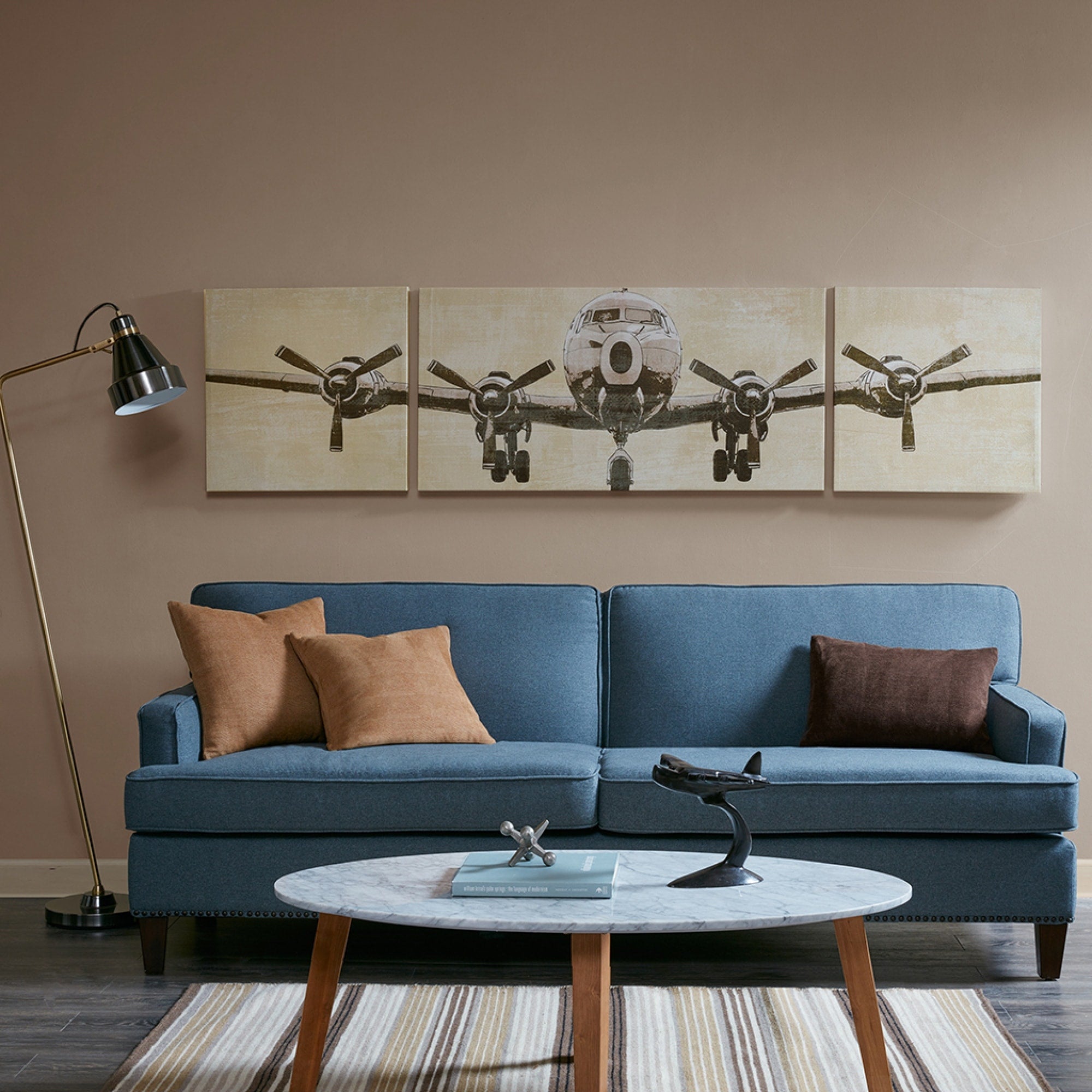 Roomfitters Front View Airplane Triptych 3 Piece Canvas Wall Art Set By Doug Hernandez Textured Gel Coat Gray