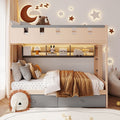 Roomfitters Full Castle Bunk Bed Led Lighting Storage Shelves Wood Frame 2 Under Bed Units Guardrails Set