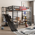 Roomfitters Full Metal Loft Bed With Slide Desk Wardrobe And Basketball Hoop Black