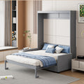 Roomfitters Full Murphy Bed Two Seater Sofa Grey Wood Wall Bed Dual Piston Folding Mechanism Flip Down Support Legs Set