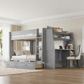 Roomfitters Full Over Full Bunk Bed With Built In Desk Bookshelves And Drawers