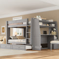 Roomfitters Full Over Full Bunk Bed With Built In Desk Bookshelves And Trundle