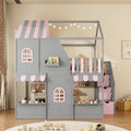 Roomfitters Full Over Full House Bunk Bed Modern Wood Play Loft Frame With Storage Step Cabinet Staircase