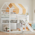 Roomfitters Full Size House Loft Bed With Canopy Slide And Bookshelves