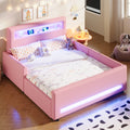 Roomfitters Full Size Upholstered Platform Bed Frame With Storage Headboard Led Lights And Charging Usb Ports