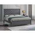 Roomfitters Full Size Wood Platform Bed Frame With Chevron V Pattern Headboard And Footboard No Box Spring Required Grey