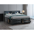 Roomfitters Full Size Wood Platform Storage Bed With Bookcase Led Headboard And Multiple Drawers No Box Spring Needed Black