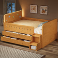 Roomfitters Full Size Wooden Bed With Led Headboard 4 Storage Drawers And Ladder