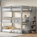 Roomfitters Full Triple Bunk Bed With Storage Staircase Separable Design