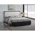 Roomfitters Full Upholstered Platform Bed Frame With Led Lighted Headboard And Gold Feet No Box Spring Needed Black Gold