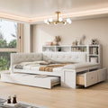 Roomfitters Full Wood Daybed With Trundle Storage Shelves And Side Bench