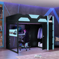 Roomfitters Full Wood Gaming Loft Bed Adjustable Desk Double Door Wardrobe Rgb Leds Bed Frame Usbs Set