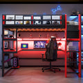 Roomfitters Full Wood Gaming Loft Bed Wraparound Desk Shelving Frame App Controlled Rgb Leds Usbs Set
